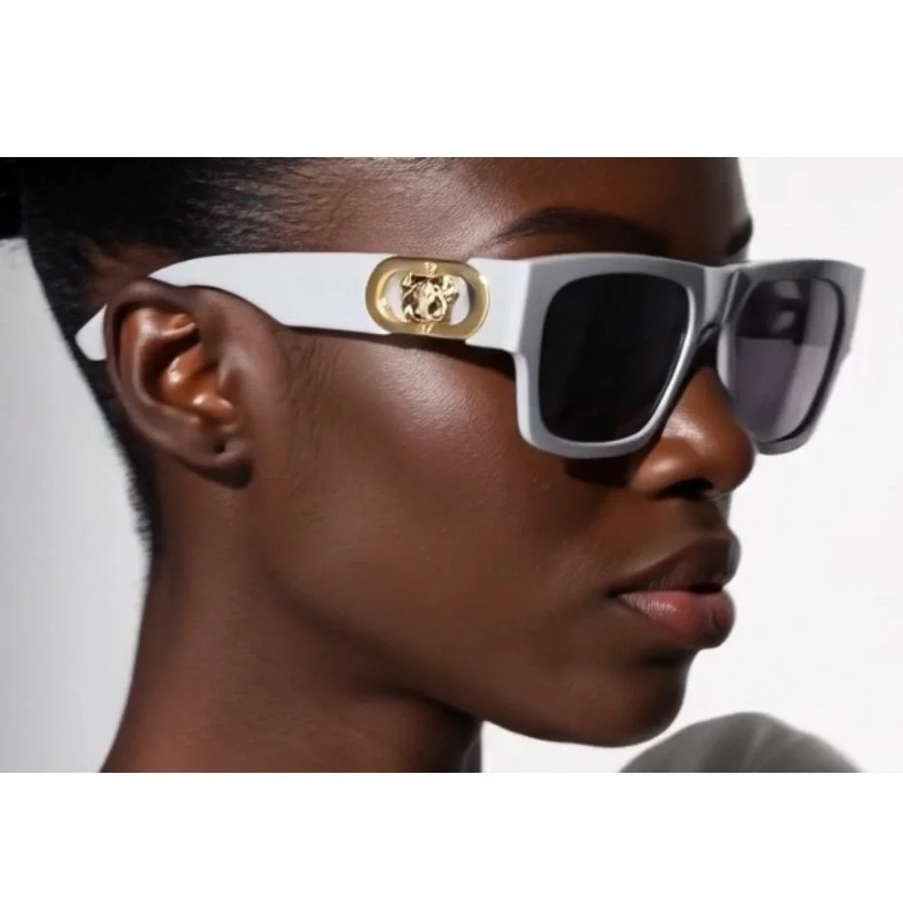 Luxury Designer Sunglasses Women White Square Shades Eyewear‎ Bold Modern Lentes